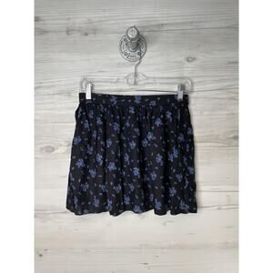 American Eagle Skirt Womens‎ XS Black Blue Floral Mini Lightweight Casual Summer